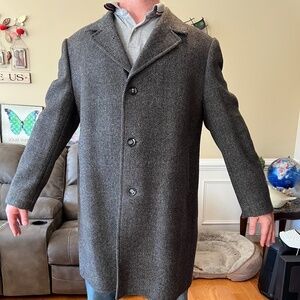 Vintage B.D.W Genuine Tweed Long Grey Coat - XXL